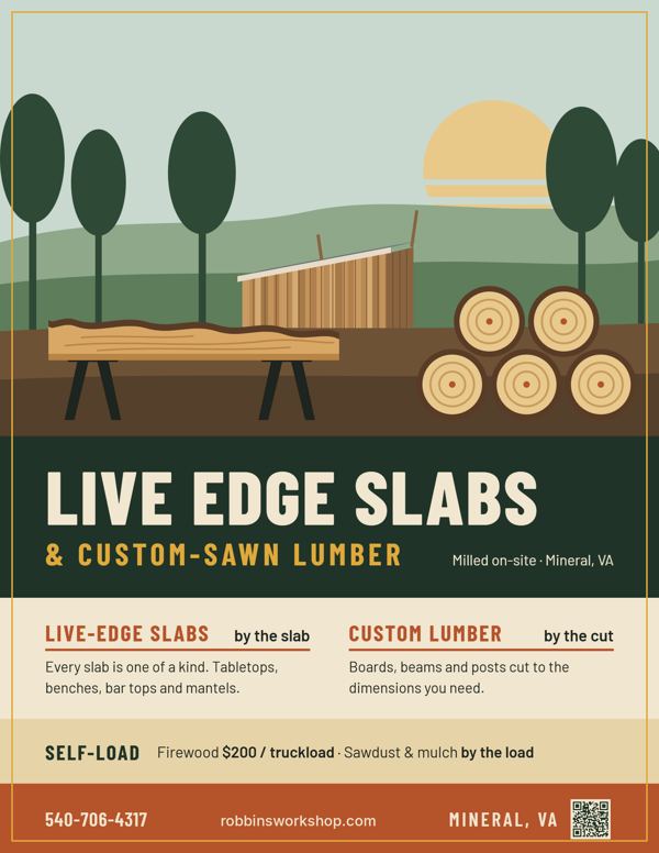 Flyer: Live-edge slabs & custom lumber